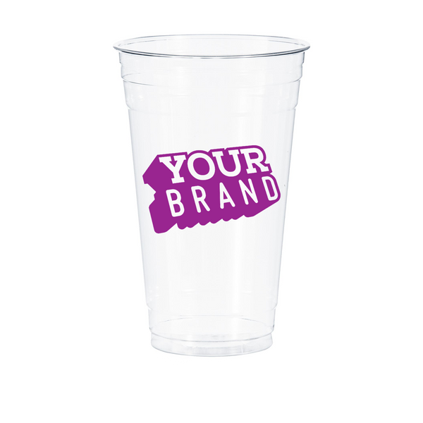 24 oz Custom Printed PET Plastic Cold Cup - 600/cs