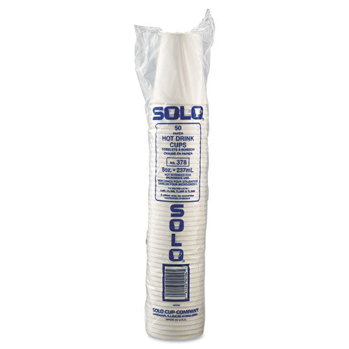 Solo 8 oz White Paper Hot Cup - 1,000/cs