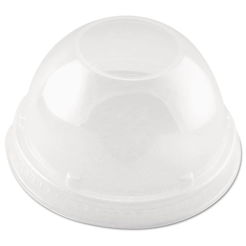 12 oz Clear Plastic Dome Lid w/ Straw Hole For Cold Cups - 1,000/cs